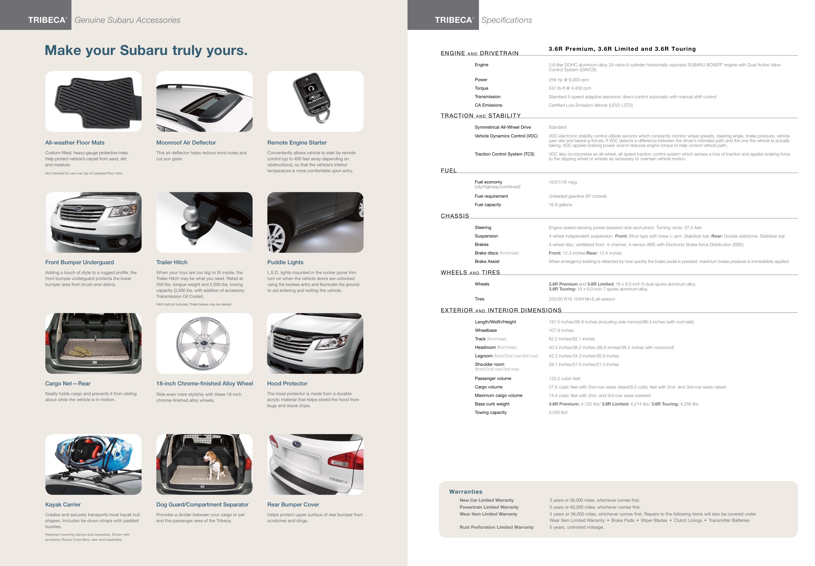 2011 Subaru Tribeca Brochure Page 16
